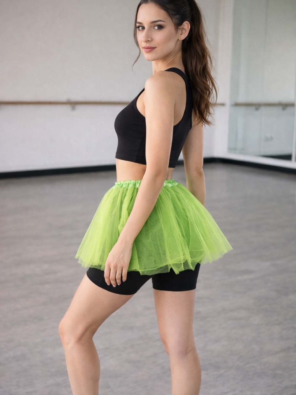 Neon Green Tulle Dance Tutu Skirt